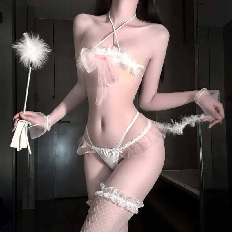 Sexy CatGirl Suspenders Lingerie (Pure White)