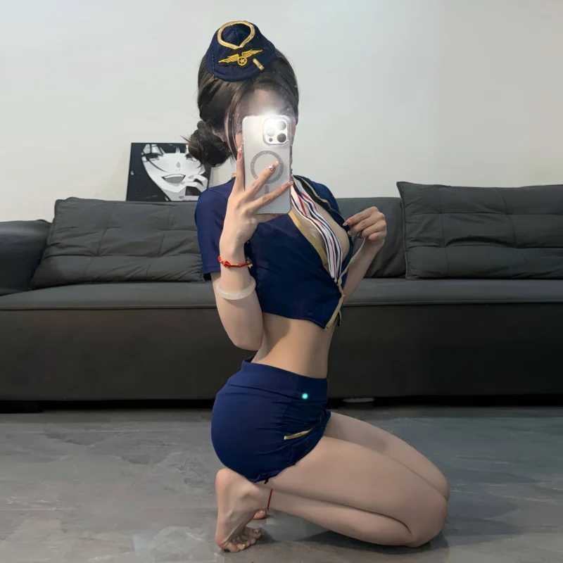 Sexy Stewardess Cosplay Set (Sky Blue)