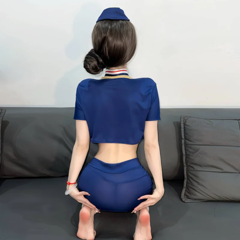 Sexy Stewardess Cosplay Set (Sky Blue)