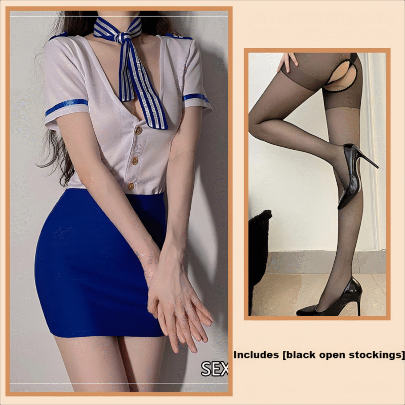 Sexy Stewardess Cosplay Set (Pure White)