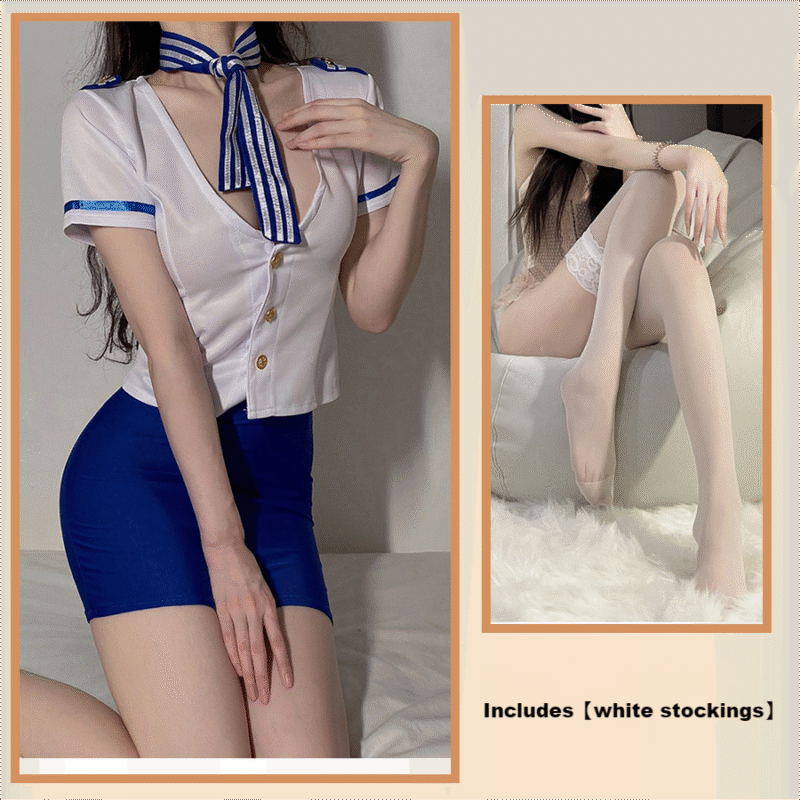Sexy Stewardess Cosplay Set (Pure White)