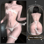 Sexy CatGirl Suspenders Lingerie (Pure White)