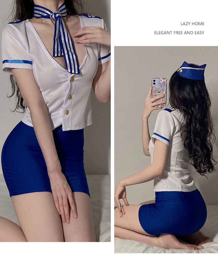 Sexy Stewardess Cosplay Set (Pure White)
