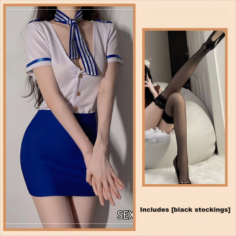 Sexy Stewardess Cosplay Set (Pure White)